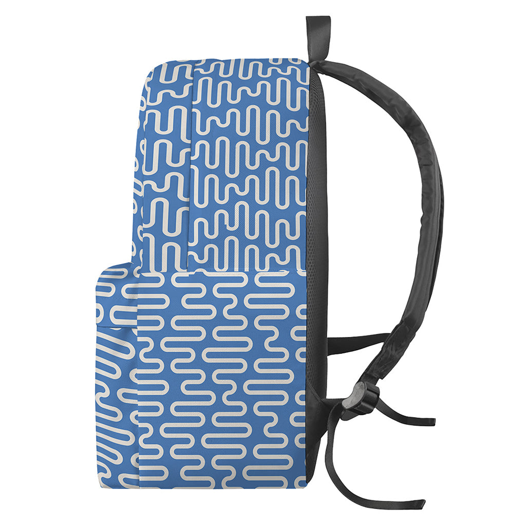 Blue And White DNA Pattern Print Backpack