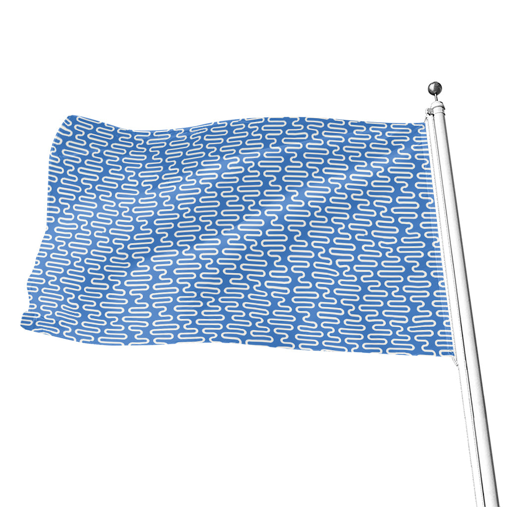 Blue And White DNA Pattern Print Flag