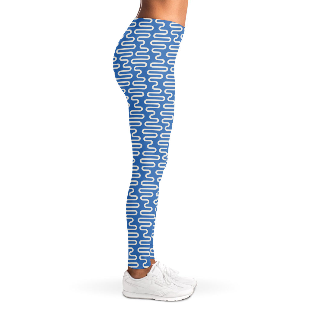 Blue And White DNA Pattern Print Women's Leggings