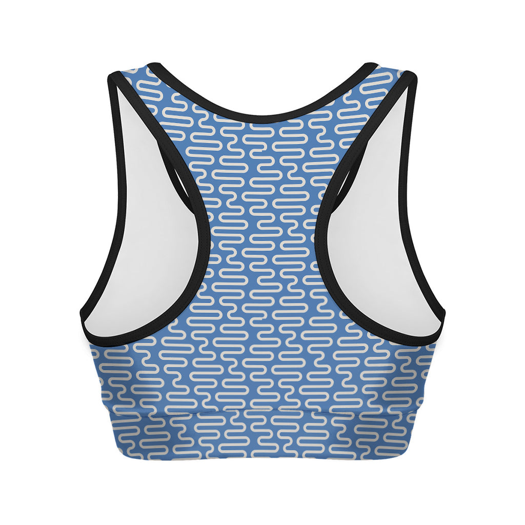Blue And White DNA Pattern Print Women's Sports Bra