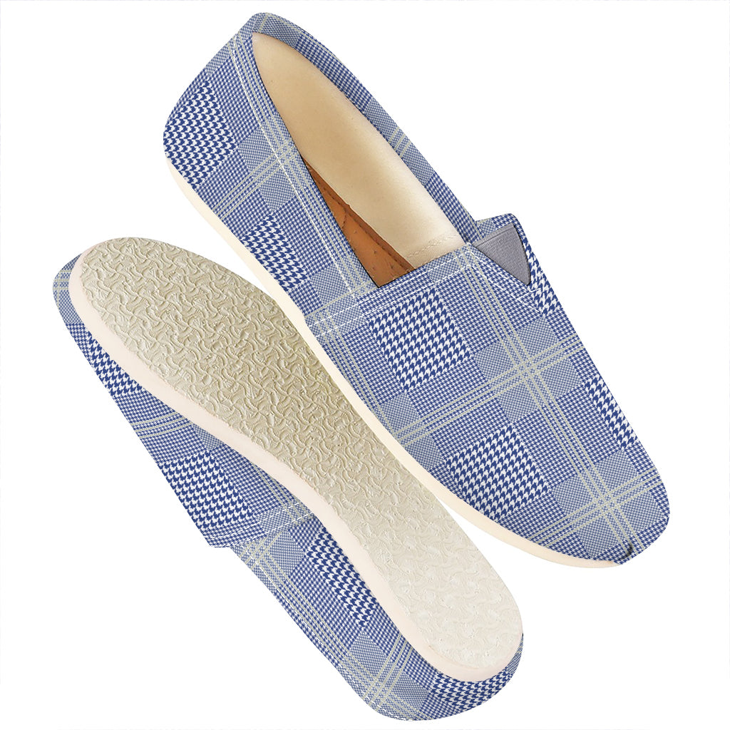 Blue And White Glen Plaid Print Casual Shoes