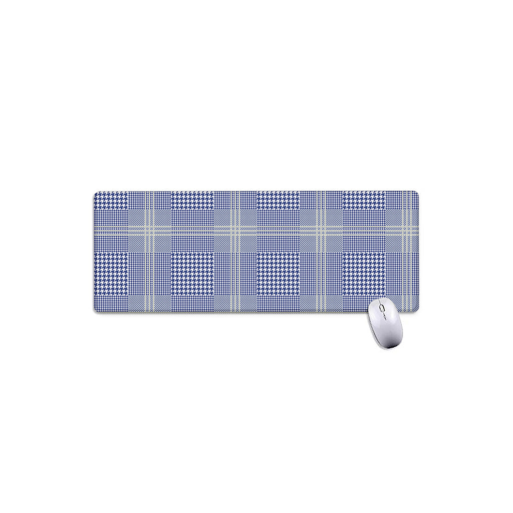 Blue And White Glen Plaid Print Extended Mouse Pad