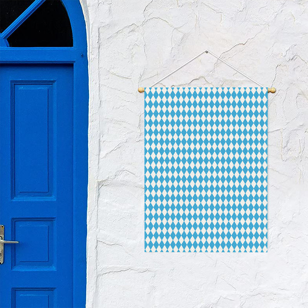 Blue And White Harlequin Pattern Print Garden Flag