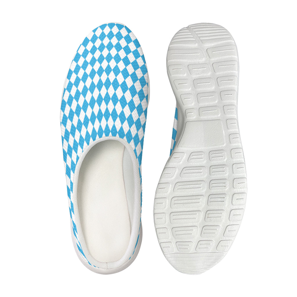 Blue And White Harlequin Pattern Print Mesh Casual Shoes