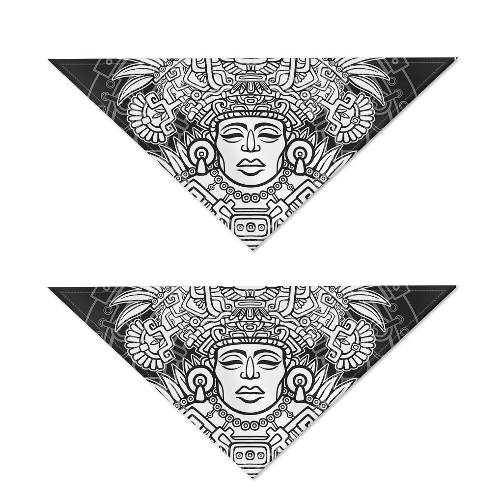 Blue And White Mayan Statue Print Dog Bandana