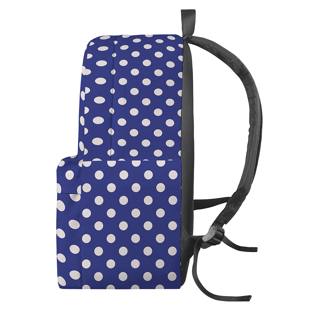 Blue And White Polka Dot Pattern Print Backpack