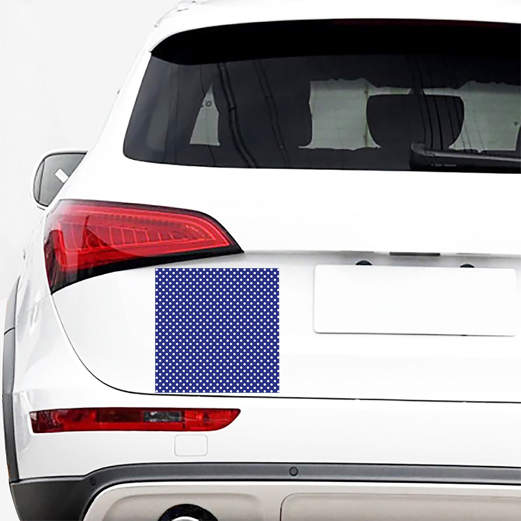 Blue And White Polka Dot Pattern Print Car Sticker