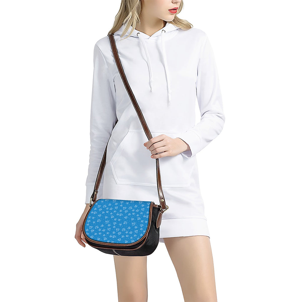 Blue And White Stethoscope Pattern Print Saddle Bag