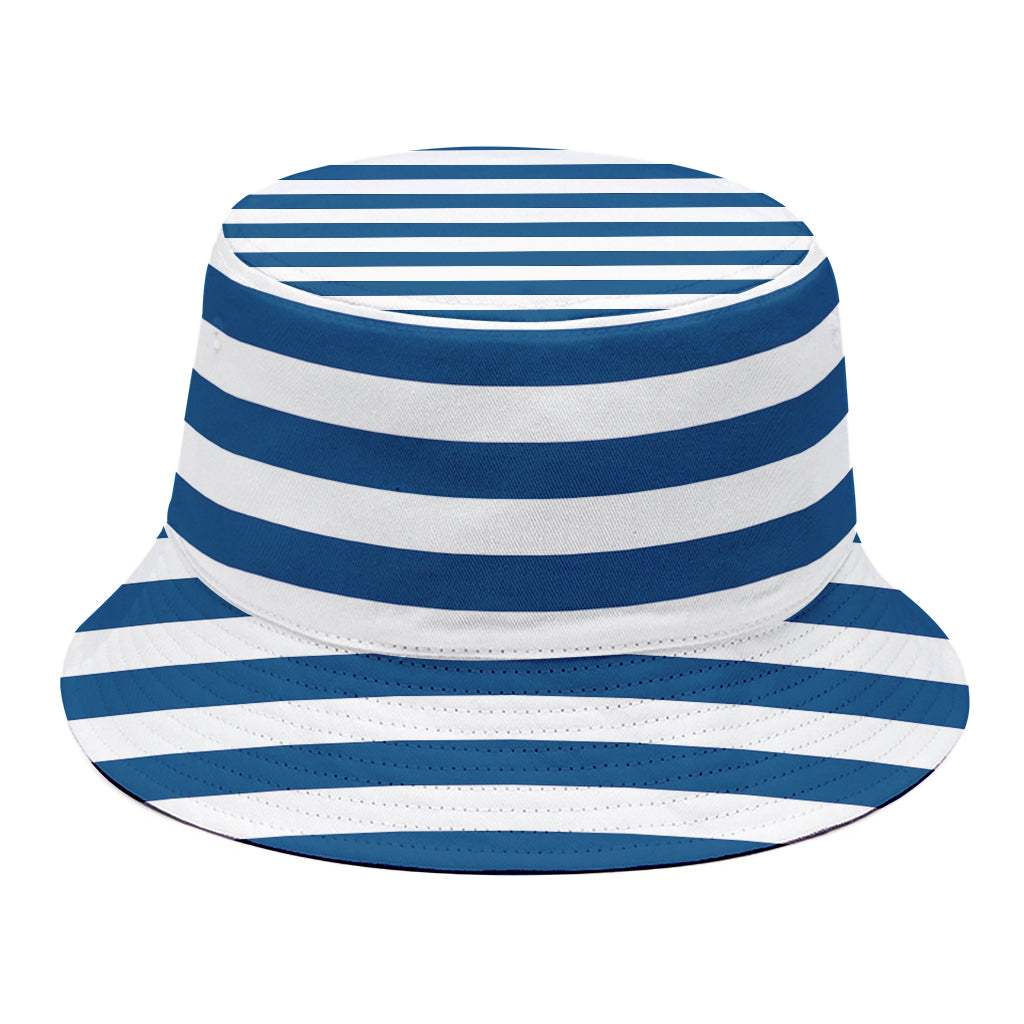 Blue And White Striped Pattern Print Bucket Hat