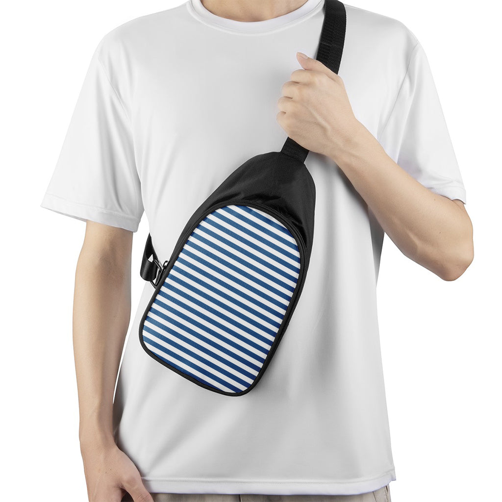 Blue And White Striped Pattern Print Chest Bag