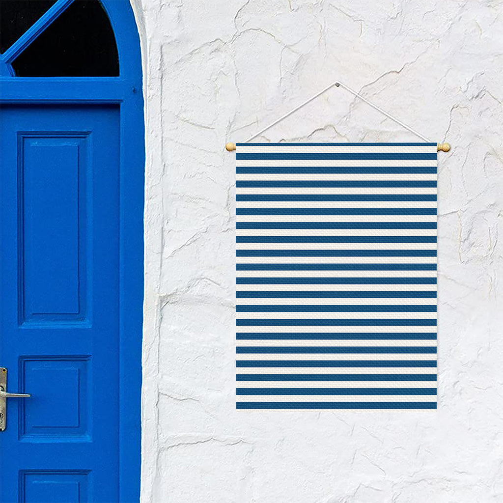 Blue And White Striped Pattern Print Garden Flag