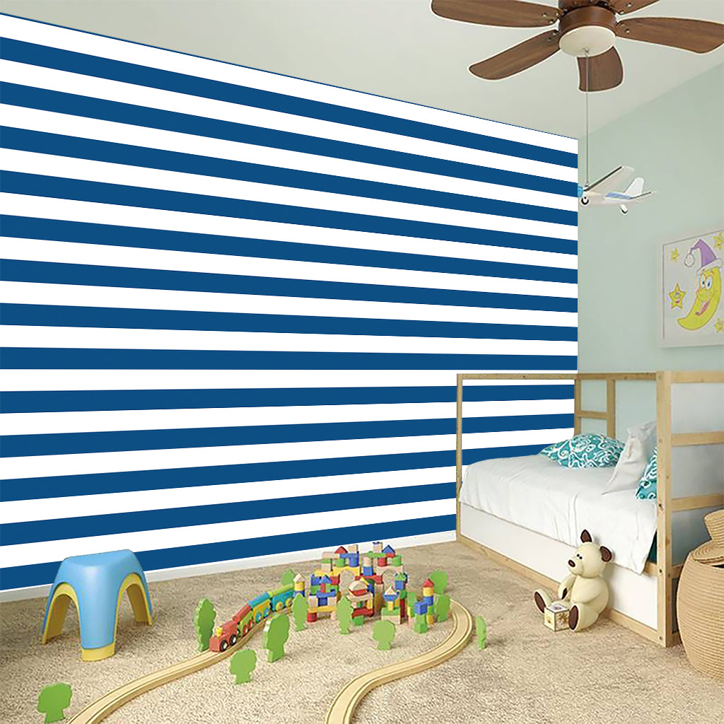 Blue And White Striped Pattern Print Wall Sticker