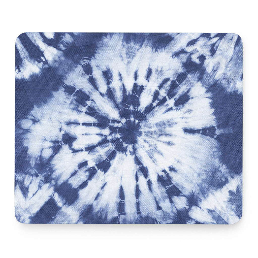 Blue And White Tie Dye Print Mouse Pad