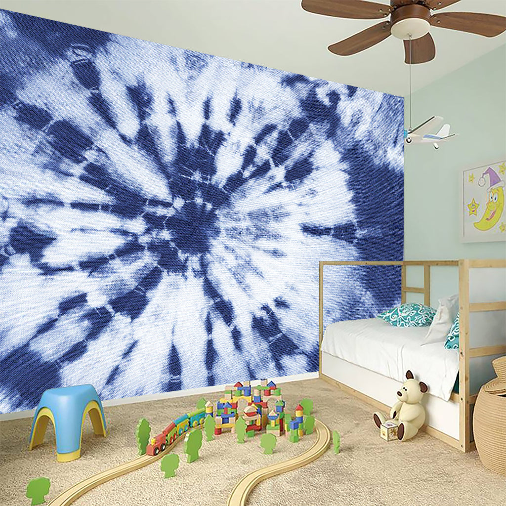 Blue And White Tie Dye Print Wall Sticker