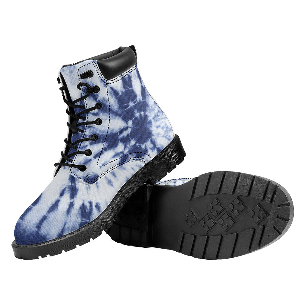 Blue And White Tie Dye Print Work Boots
