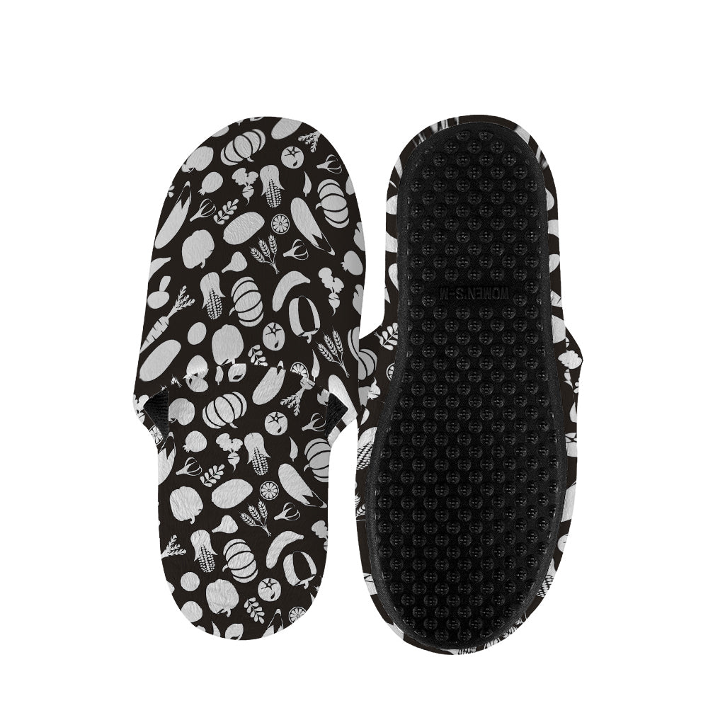 Blue And White Vegan Pattern Print Slippers