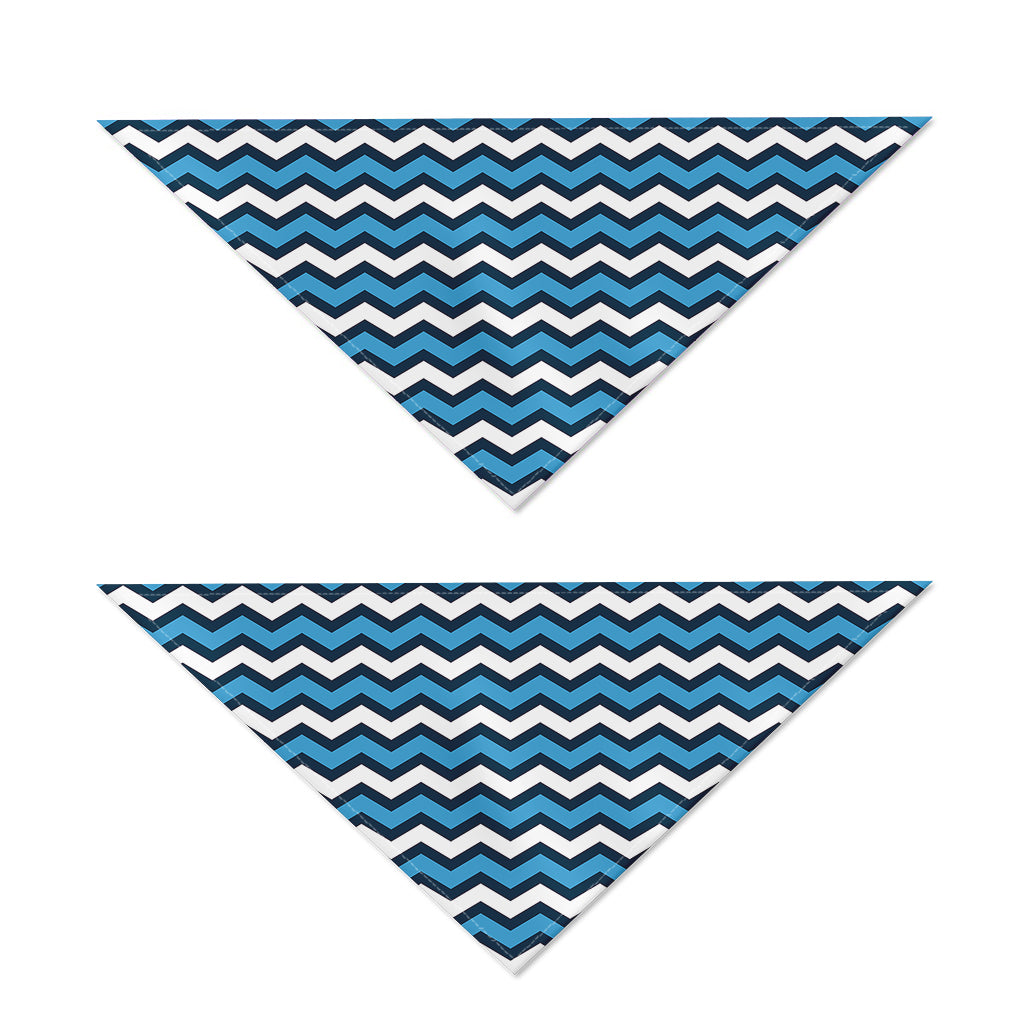 Blue And White Zigzag Pattern Print Dog Bandana