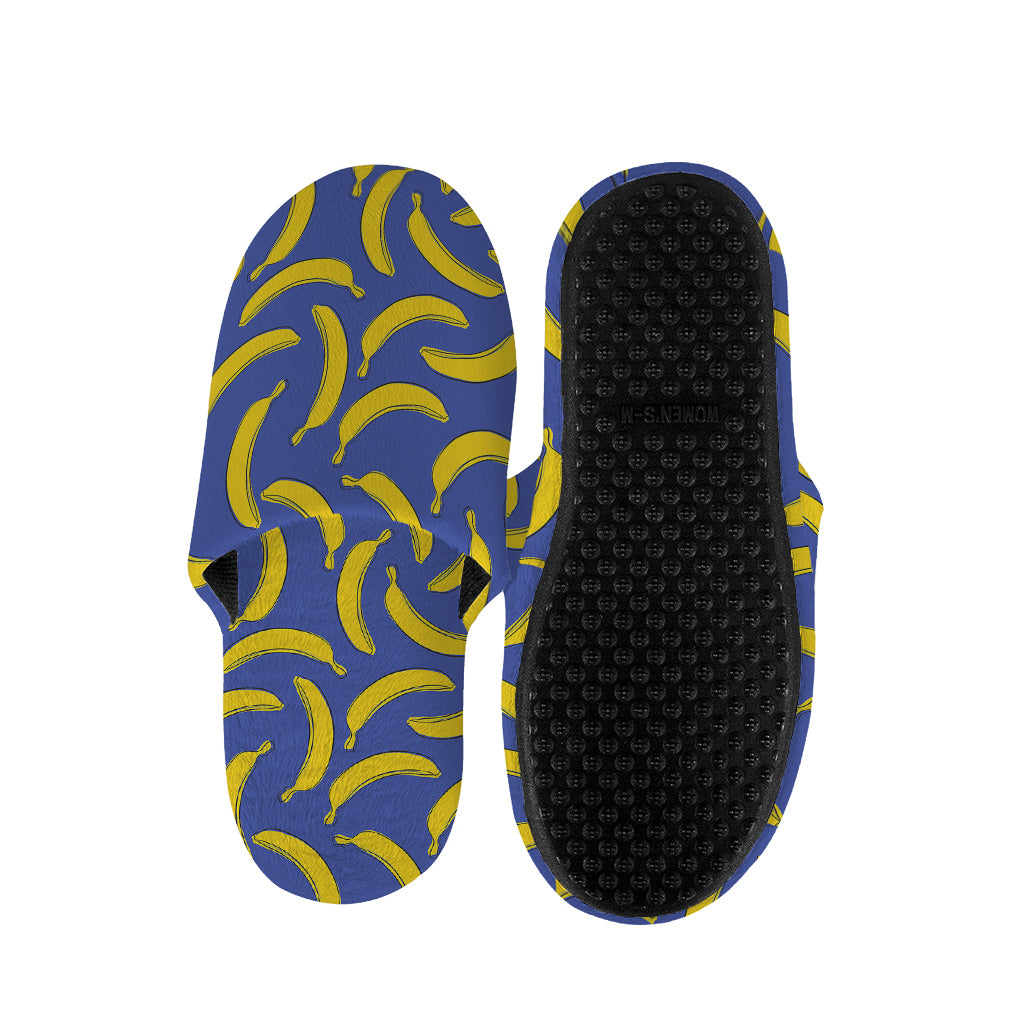 Blue And Yellow Banana Pattern Print Slippers