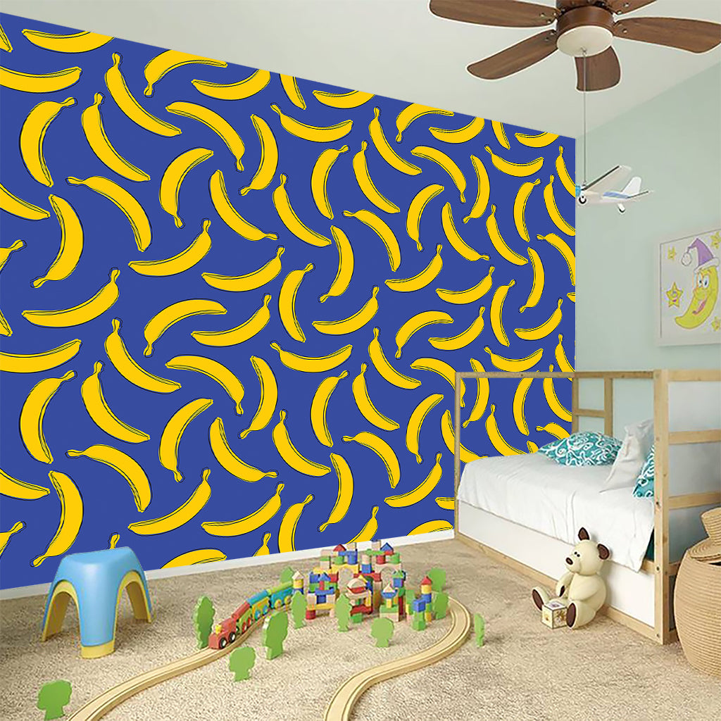 Blue And Yellow Banana Pattern Print Wall Sticker