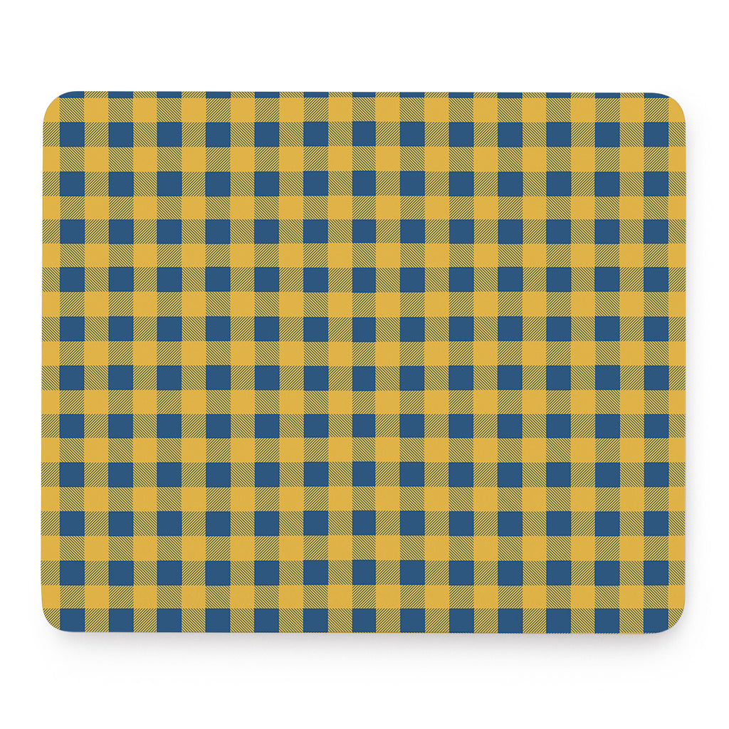 Blue And Yellow Buffalo Check Print Mouse Pad