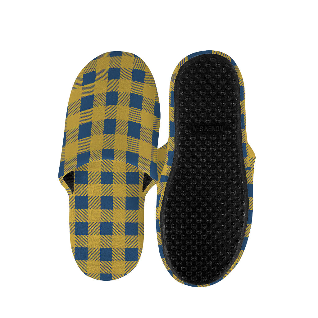 Blue And Yellow Buffalo Check Print Slippers