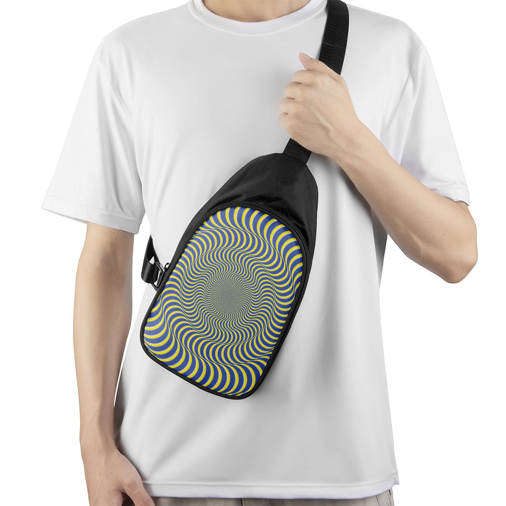 Blue And Yellow Illusory Motion Print Chest Bag