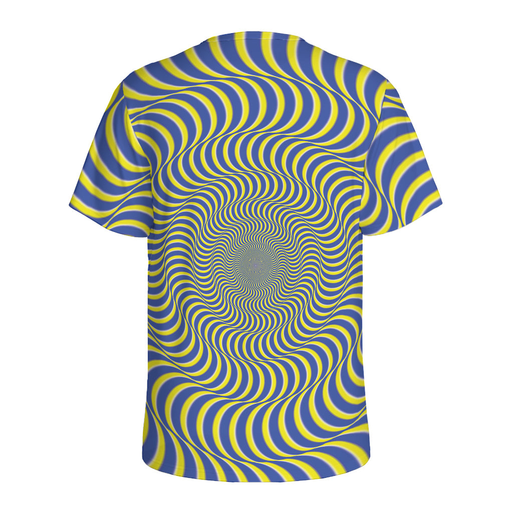 Blue And Yellow Illusory Motion Print Men's Sports T-Shirt