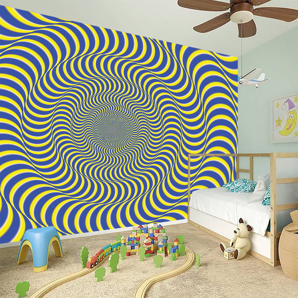 Blue And Yellow Illusory Motion Print Wall Sticker