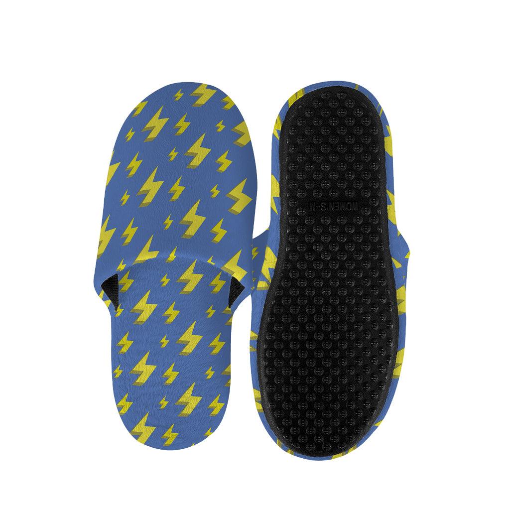 Blue And Yellow Lightning Pattern Print Slippers