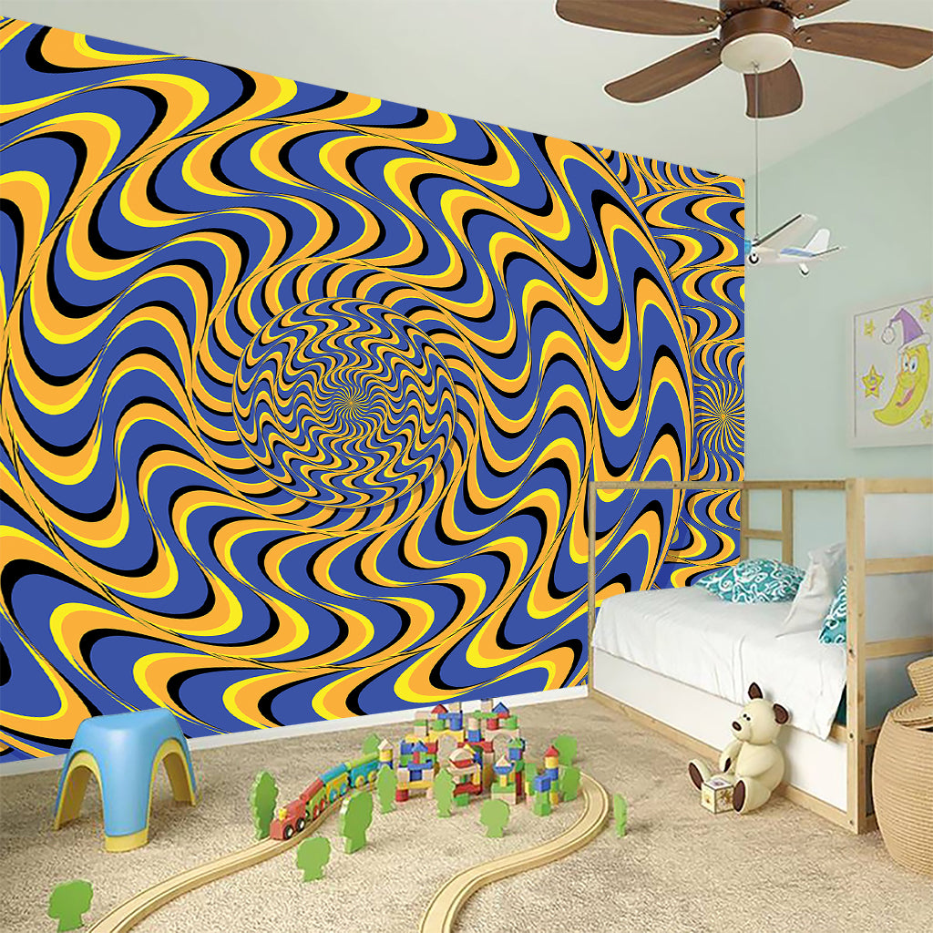 Blue And Yellow Motion Illusion Print Wall Sticker