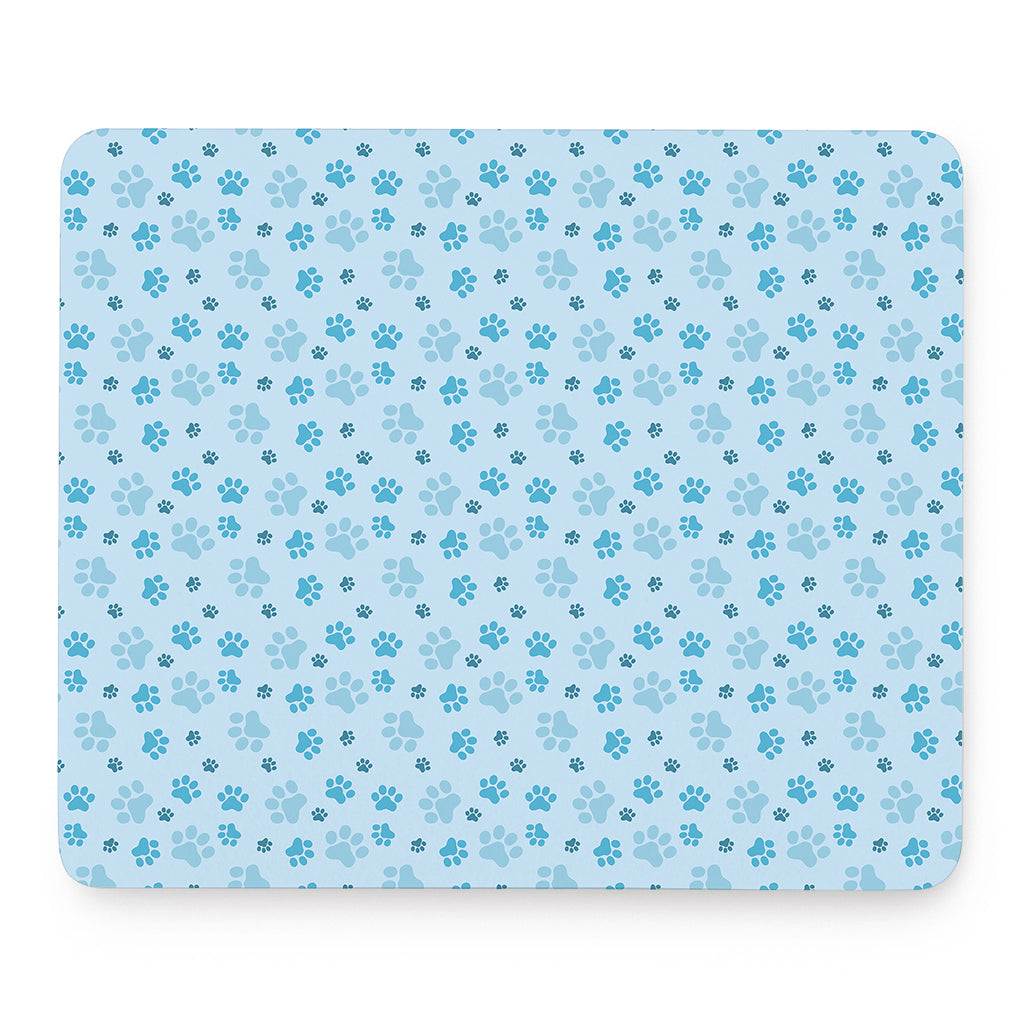 Blue Animal Paw Pattern Print Mouse Pad