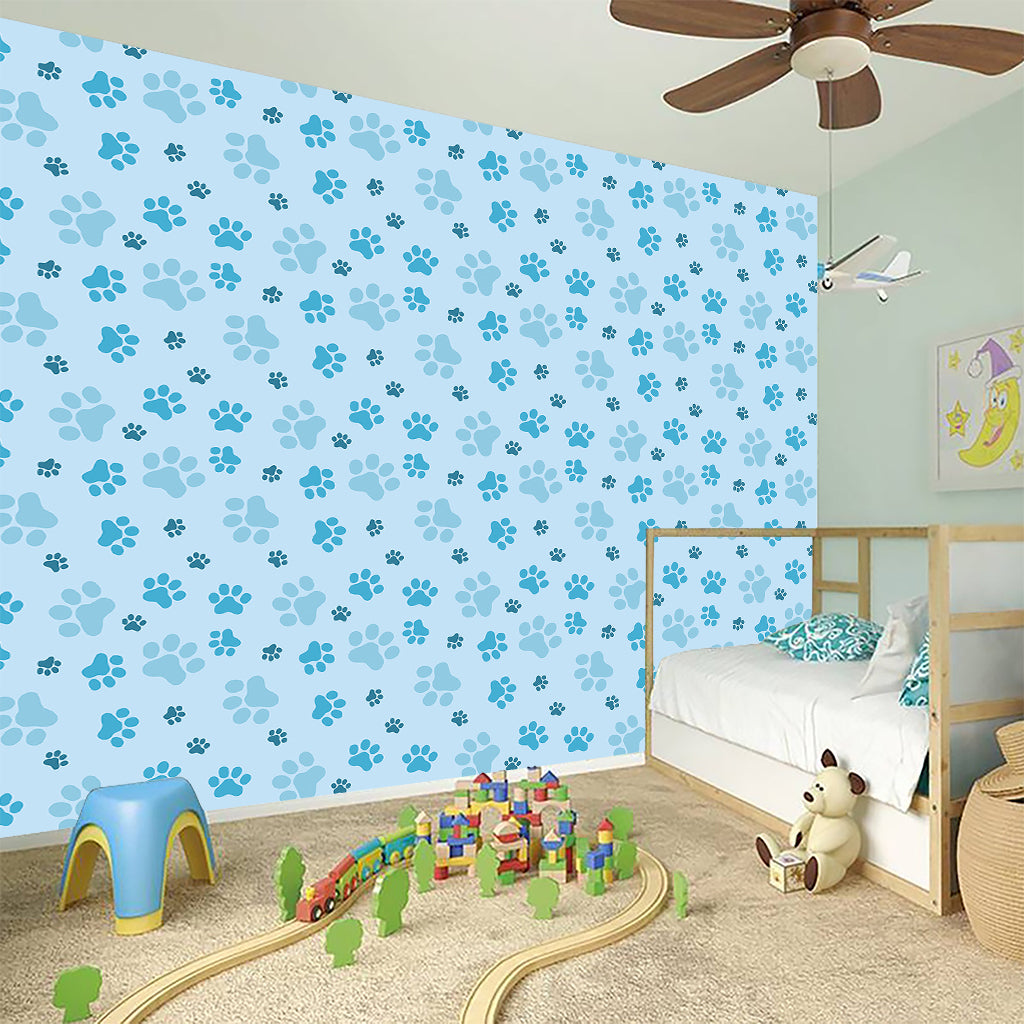 Blue Animal Paw Pattern Print Wall Sticker