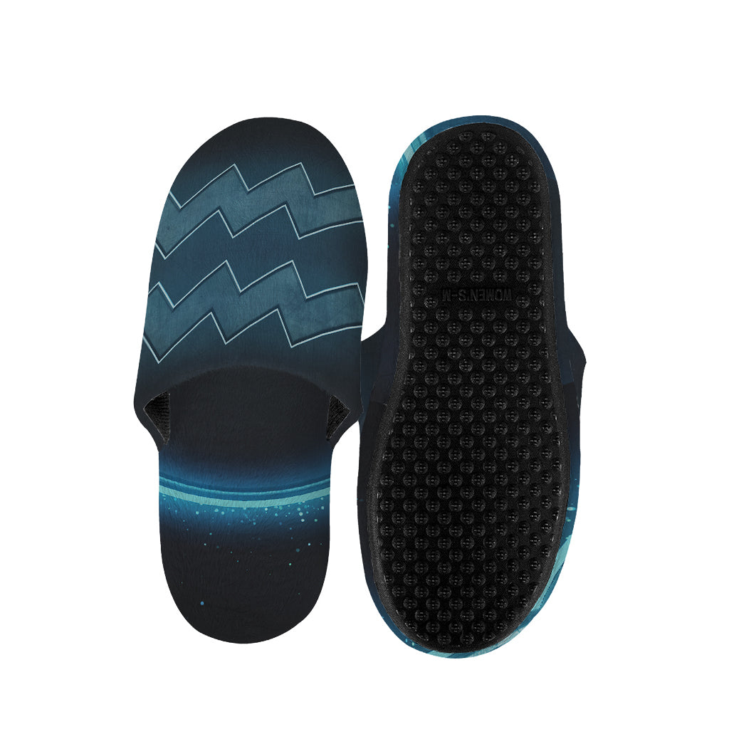 Blue Aquarius Zodiac Sign Print Slippers
