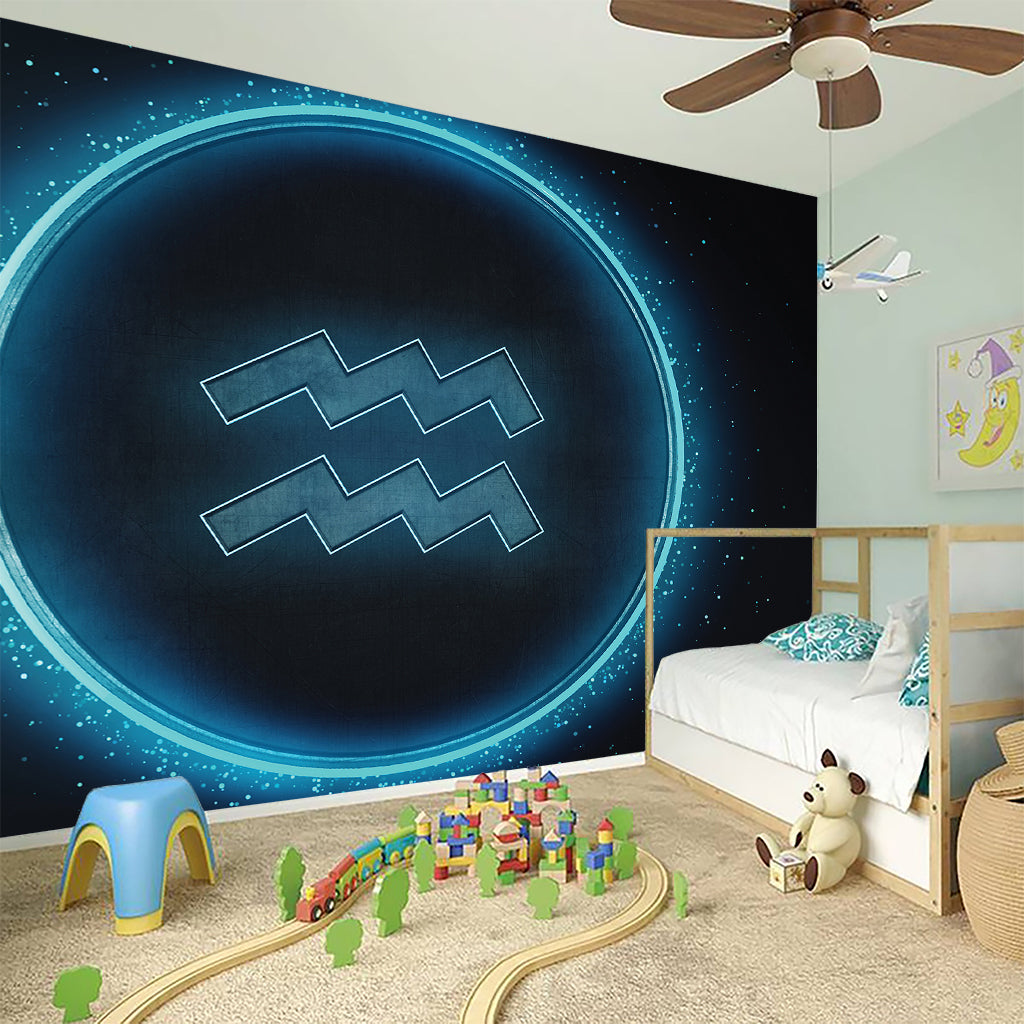 Blue Aquarius Zodiac Sign Print Wall Sticker