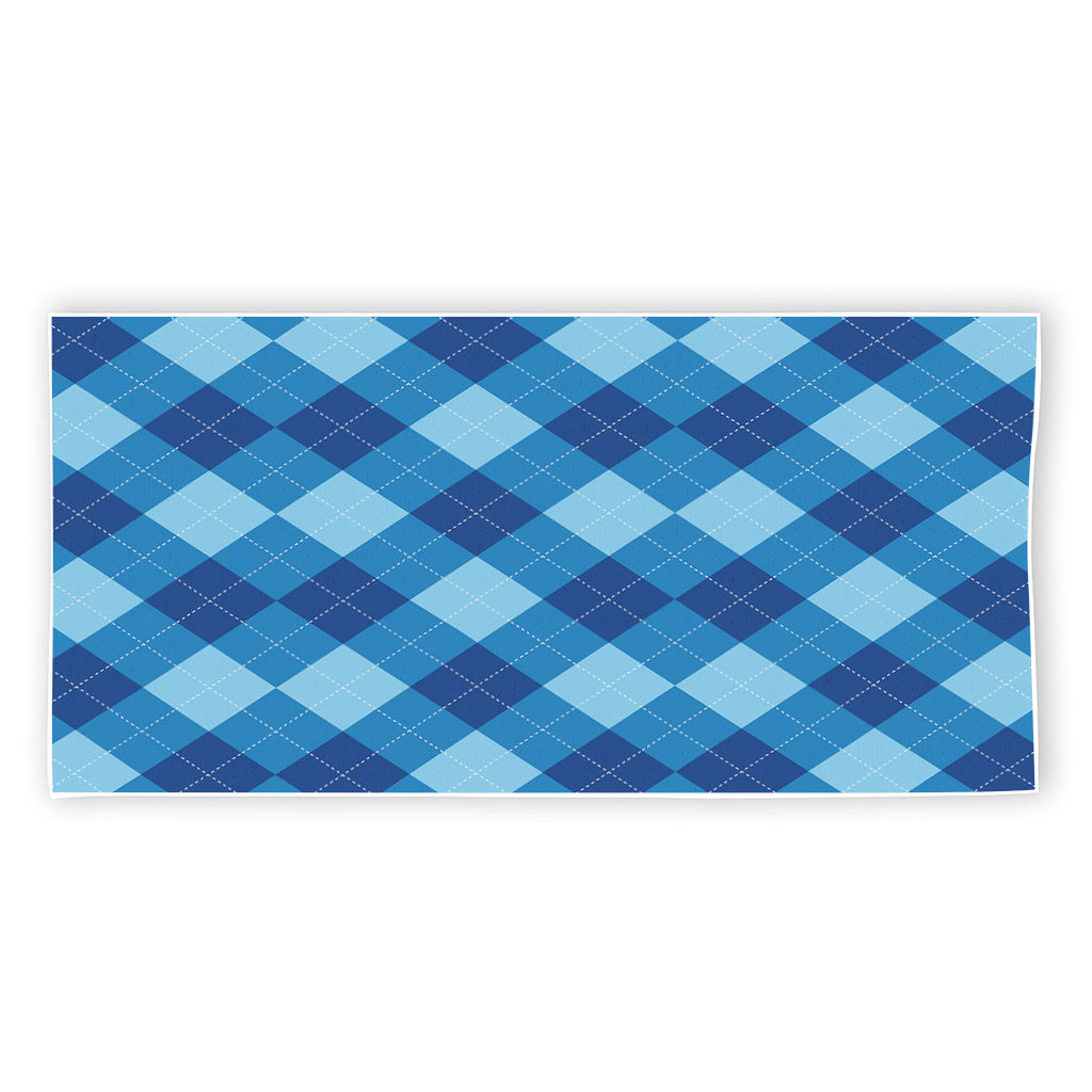 Blue Argyle Pattern Print Beach Towel