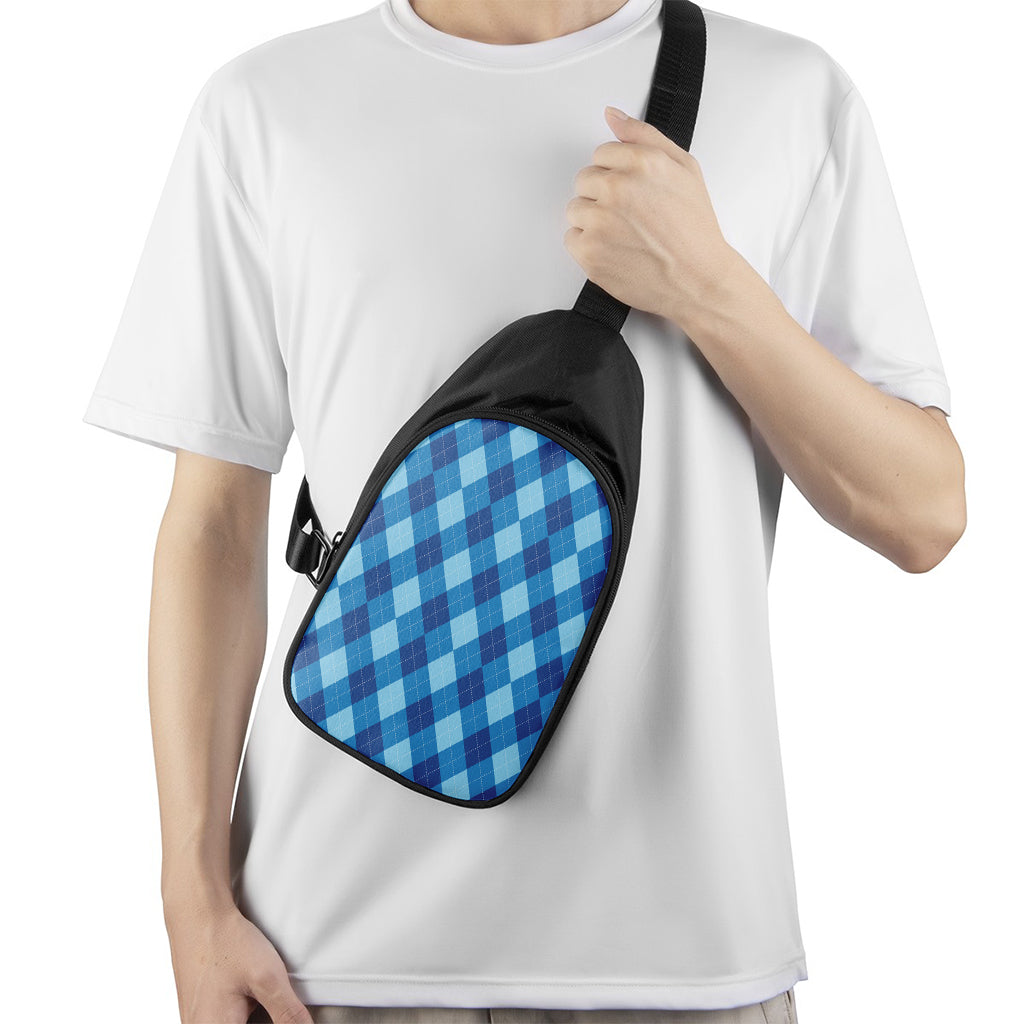 Blue Argyle Pattern Print Chest Bag