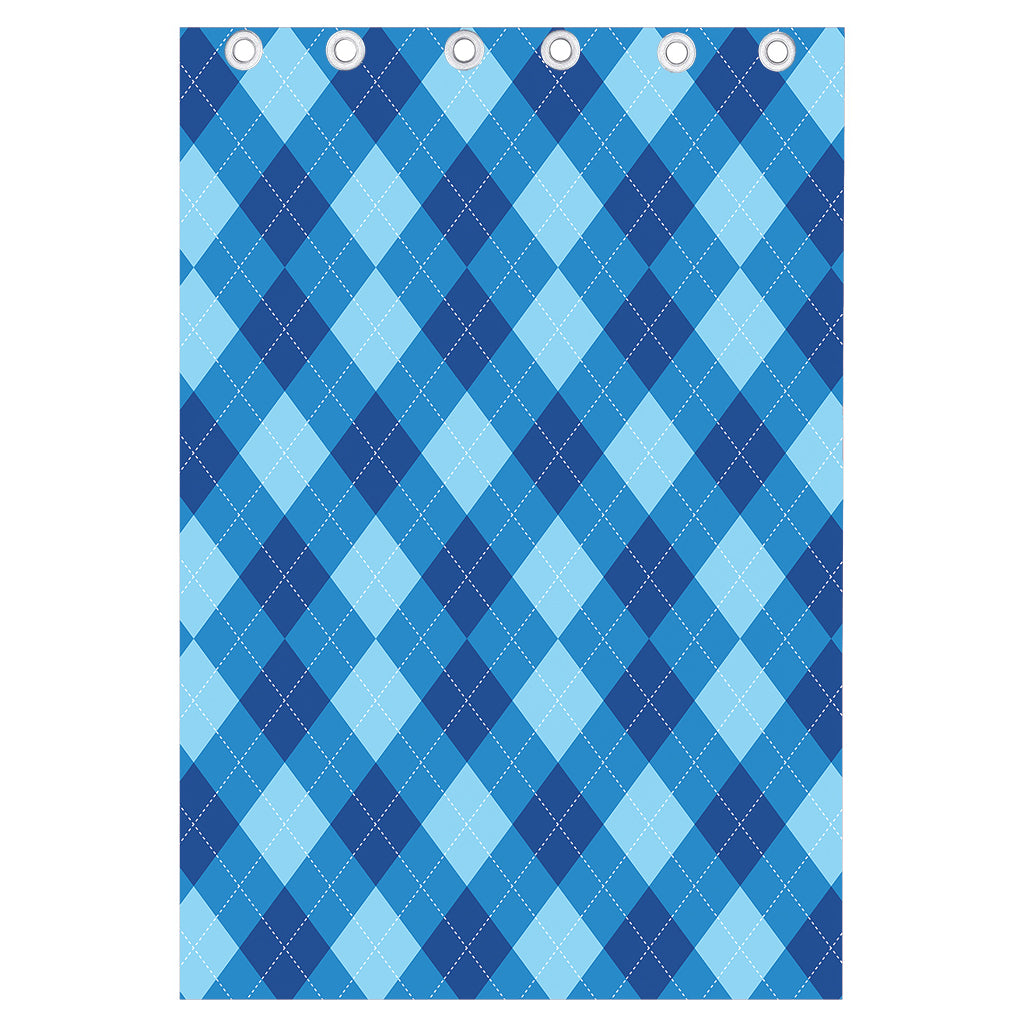 Blue Argyle Pattern Print Curtain