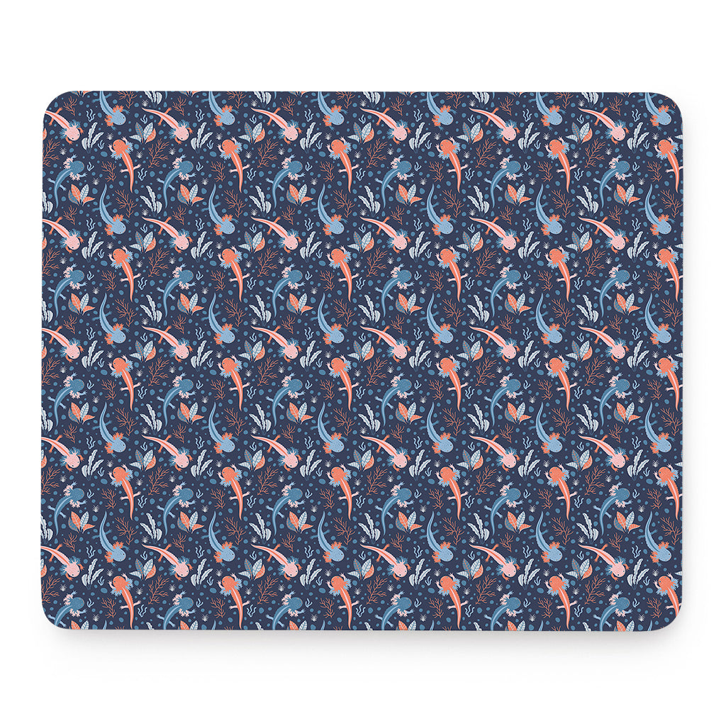 Blue Axolotl Pattern Print Mouse Pad