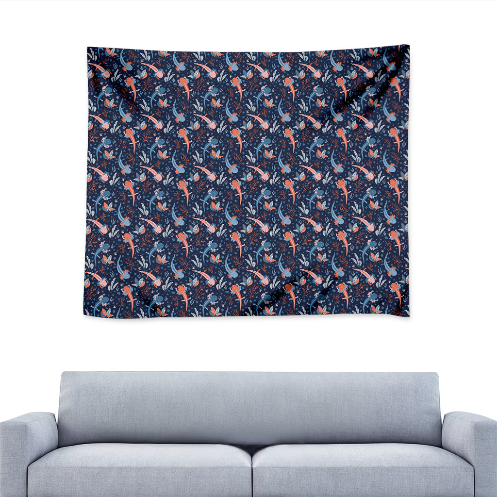 Blue Axolotl Pattern Print Tapestry