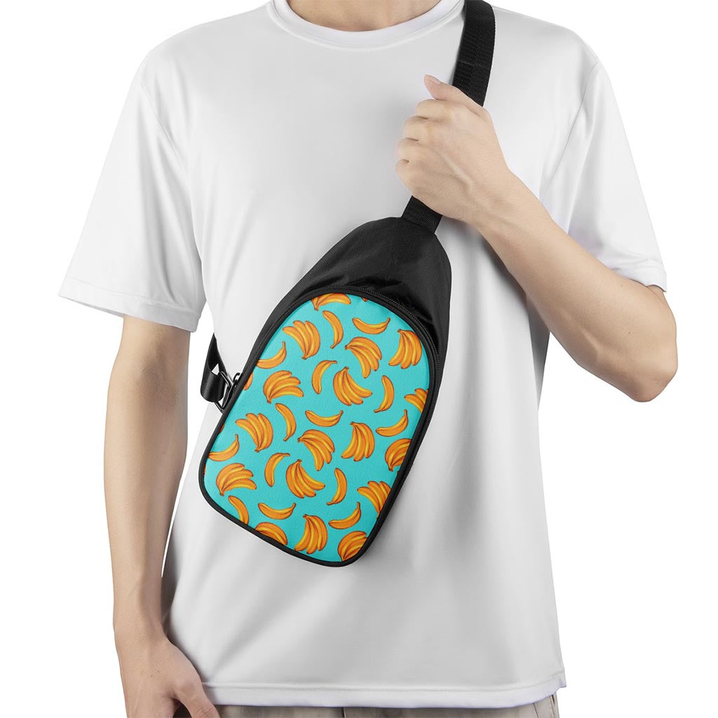 Blue Banana Pattern Print Chest Bag