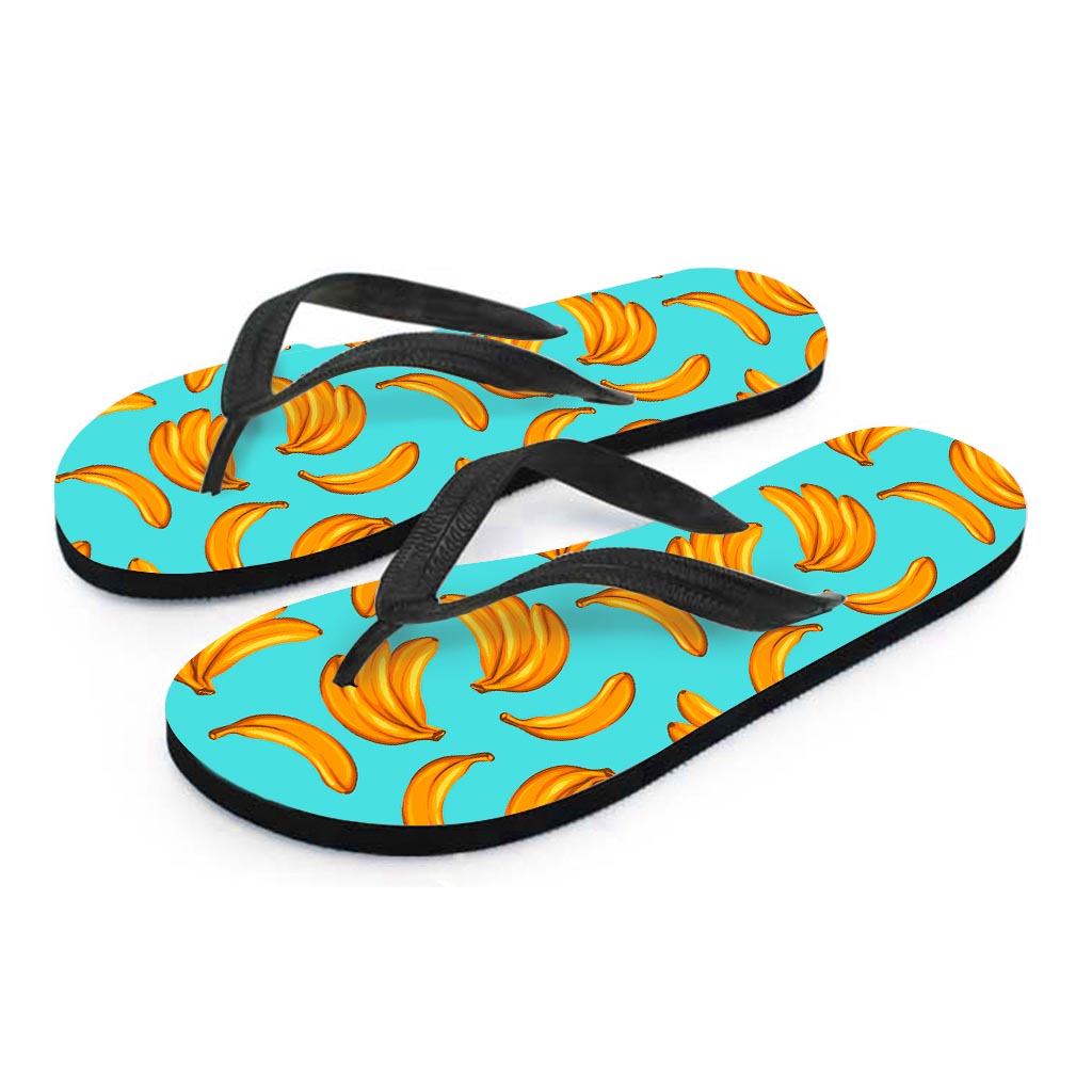 Blue Banana Pattern Print Flip Flops