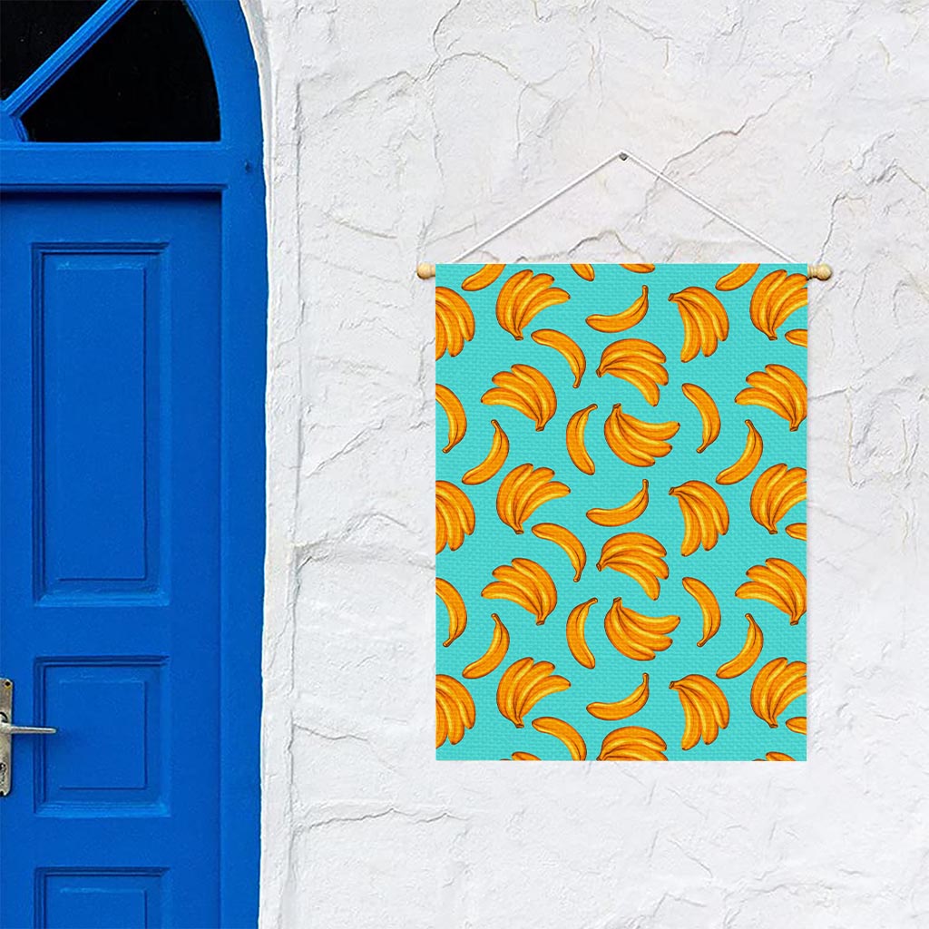 Blue Banana Pattern Print Garden Flag