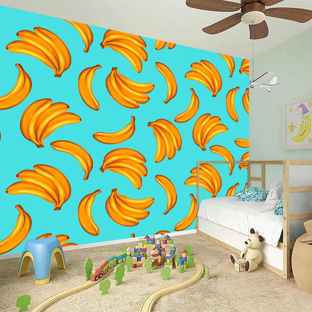 Blue Banana Pattern Print Wall Sticker