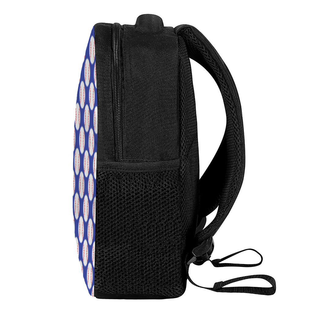 Blue Baseball Pattern Print Casual Backpack