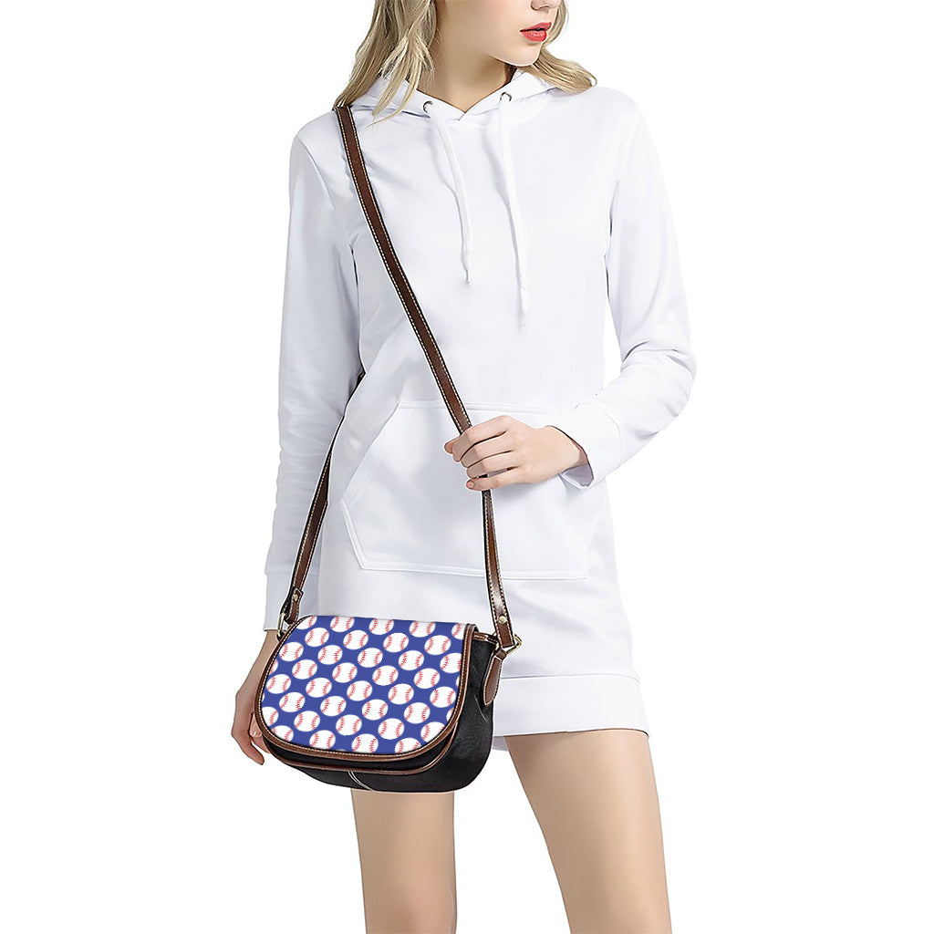 Blue Baseball Pattern Print Saddle Bag