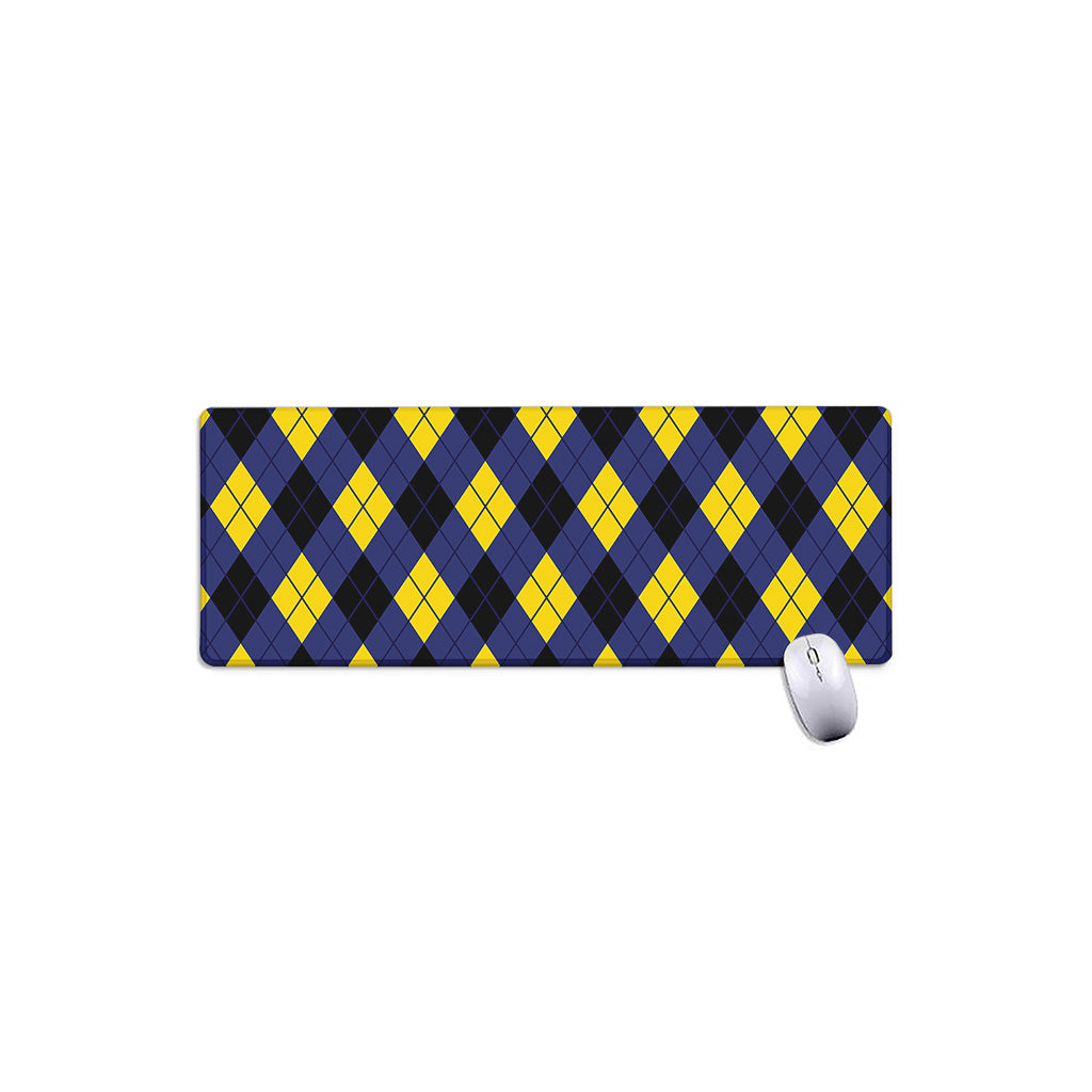 Blue Black And Yellow Argyle Print Extended Mouse Pad