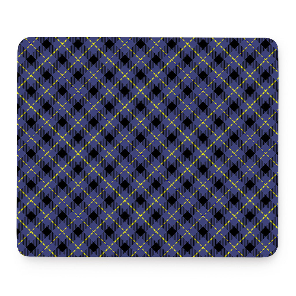Blue Black And Yellow Plaid Print Mouse Pad