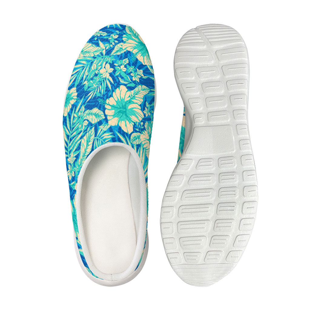 Blue Blossom Tropical Pattern Print Mesh Casual Shoes