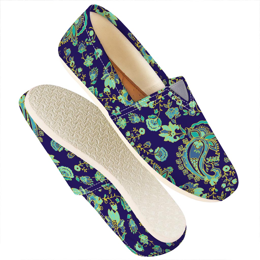Blue Bohemian Paisley Pattern Print Casual Shoes