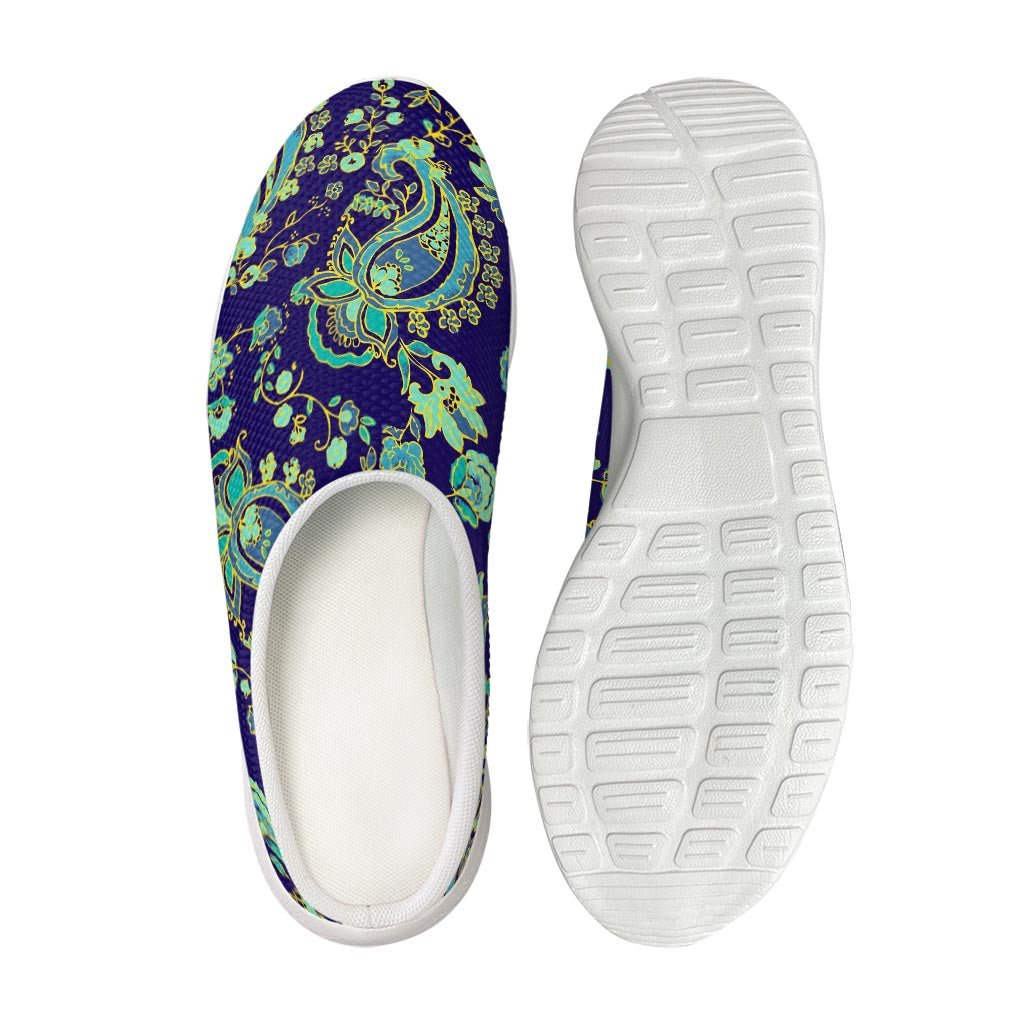 Blue Bohemian Paisley Pattern Print Mesh Casual Shoes